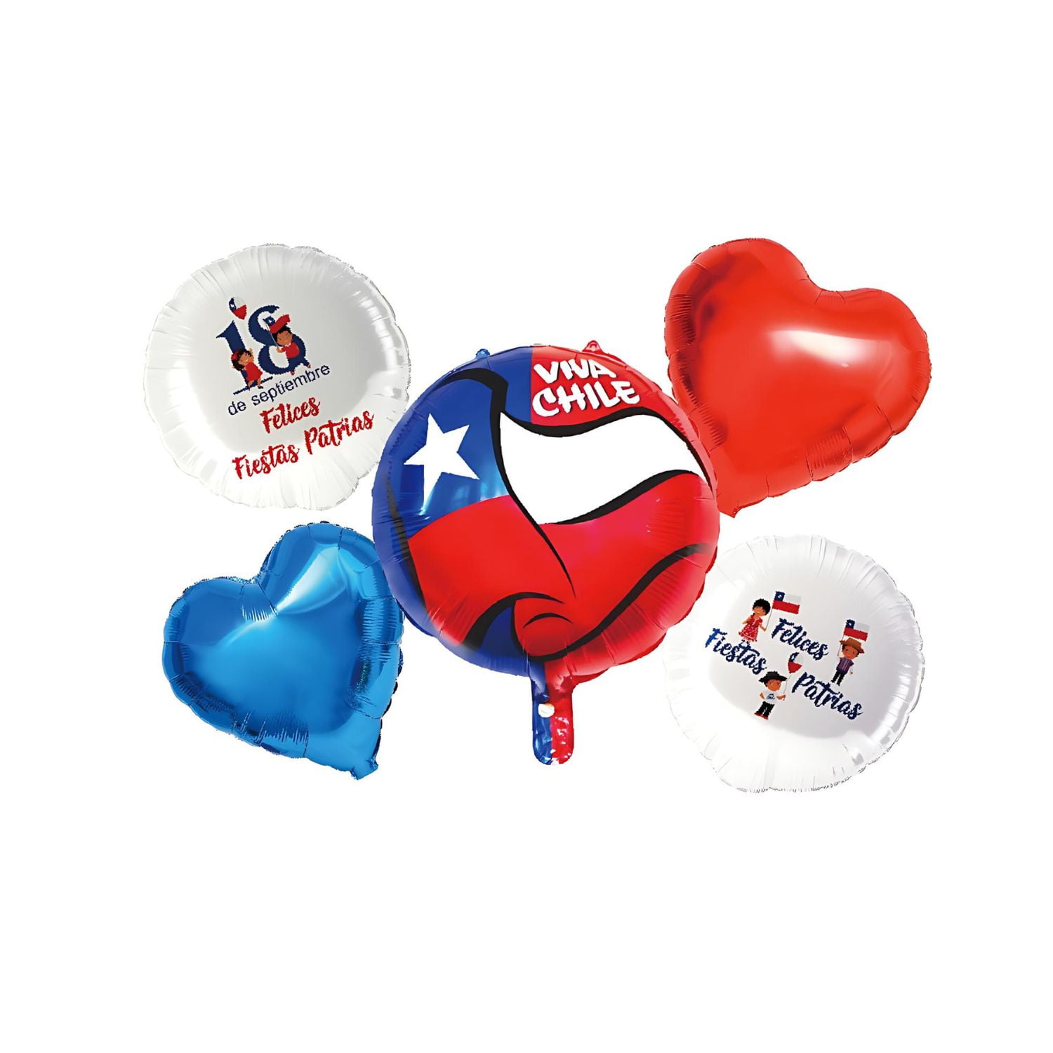 Genérico - Set De Globos Metalizados Viva Chile Para Decorar 5 Pzas