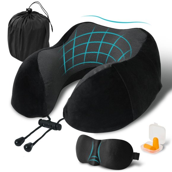 Almohada de Viaje Elvodosia de Espuma de Memoria en Forma de U – Kit