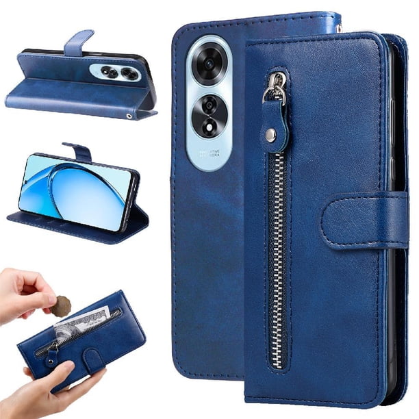 Funda con Cremallera para OPPO A60 4G, Carcasa Cartera de Cuero PU con Soporte y Tarjetero