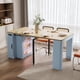 thumbnail image 1 of Mesa de comedor extensible con 3 hojas medias extraíbles, mesa móvil de isla rodante con toma de corriente, gabinete de ahorro de espacio con almacenamiento para el comedor, 1 of 6