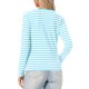 thumbnail image 3 of INSPIRE CHIC Camiseta Casual de Algodón Ajustada de Manga Larga a Rayas con Cuello Redondo para Mujer, Regreso a Clases, Azul Claro a Rayas XS, 3 of 6