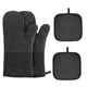 thumbnail image 1 of Guantes y agarraderas para horno resistentes al calor - 4 guantes de algodón y agarraderas para horno con agarre de silicona antideslizante y brazo largo, 1 of 7