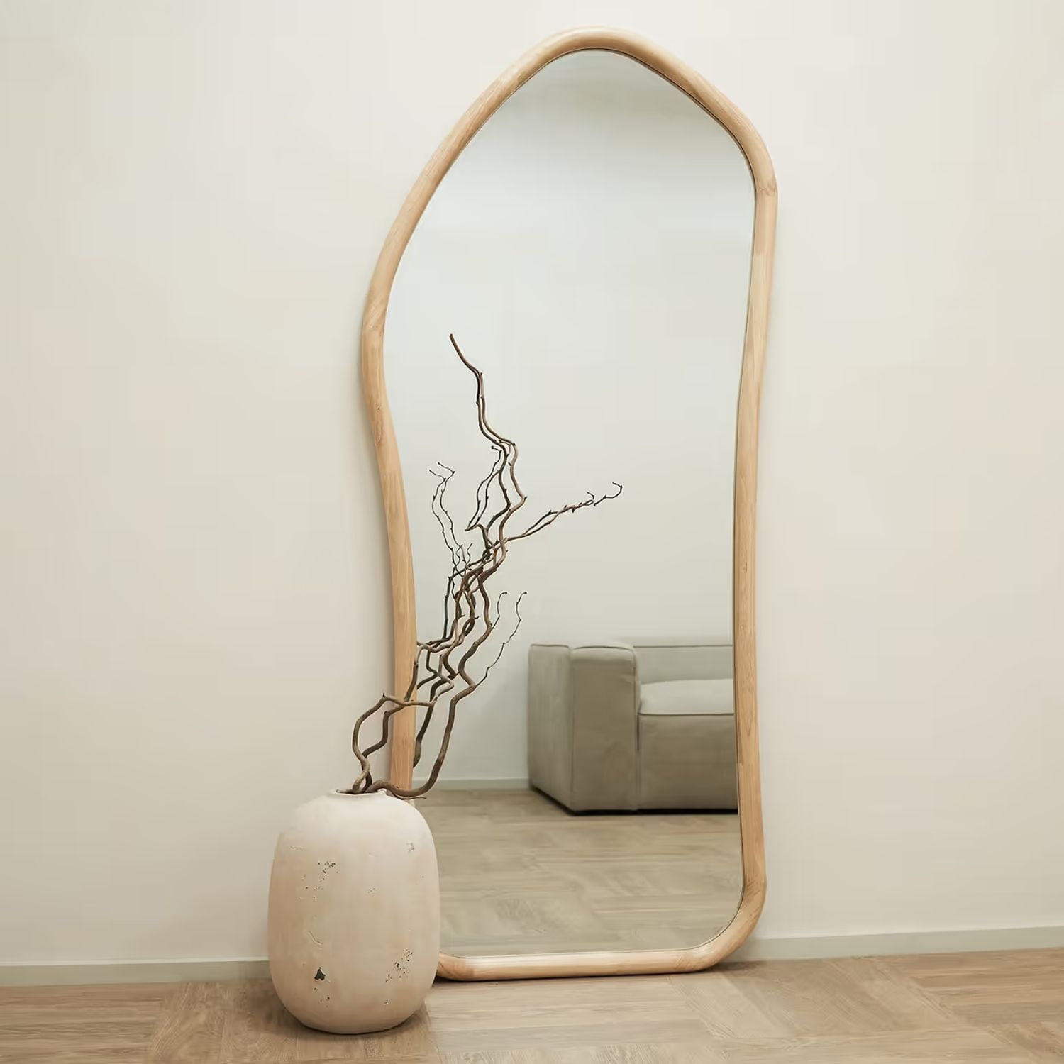Santú Home & Deco - Espejo Irregular Cuerpo Entero Madera Color Abedul 180x80cm