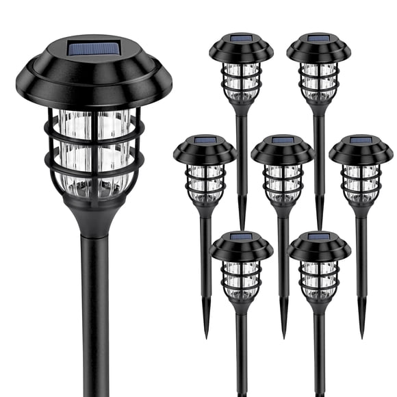 Luces Solares Para Senderos Paquete De 8 Impermeables Luz Blanca Fría