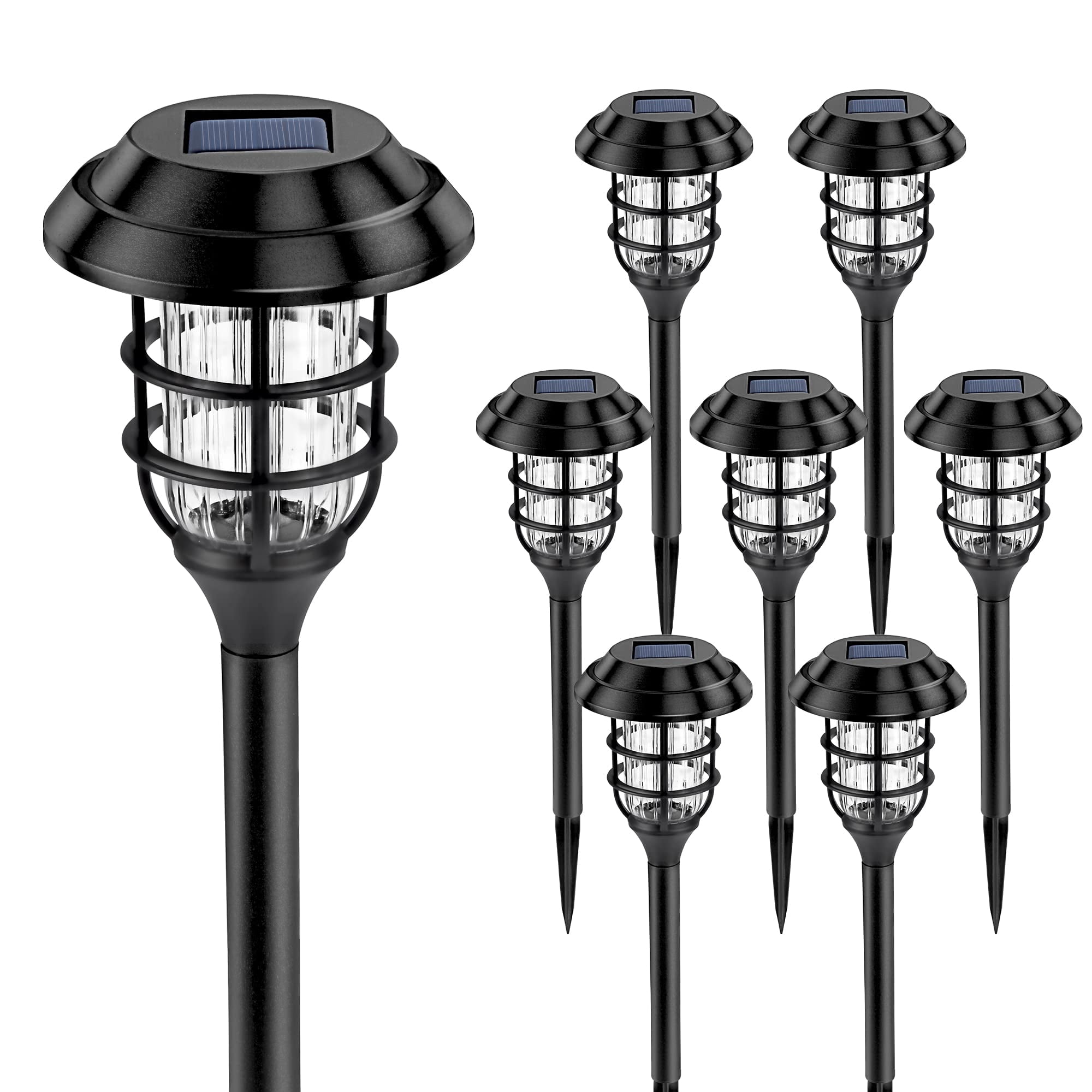 Solpex - Luces Solares Para Senderos Paquete De 8 Impermeables Luz Blanca Fría