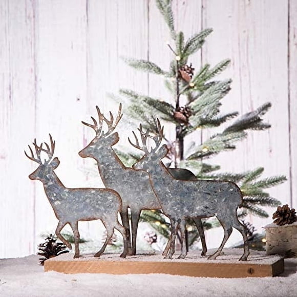 Decoración de mesa con diseño de reno navideño Glitzhome, 32,5 cm, metal