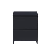 Pandalino - Velador Damián: Minimalista, 2 Cajones, Diseño Moderno Negro
