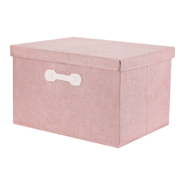 REGALWOVEN Cubo de Almacenamiento, Caja de Tela con Tapa y Asa para Estantes de Armario, Cesta Plegable para Organizar Ropa Libros Rosa 18.1*14.2*11in