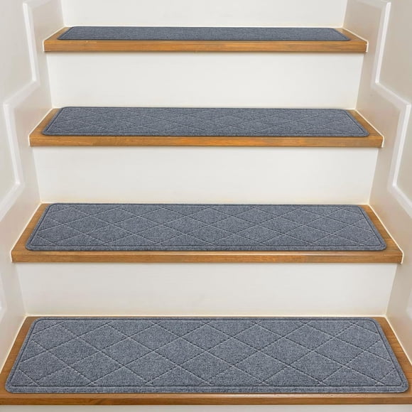 Peldaños para escaleras KOOTETA, antideslizantes, 15 unidades, 8 x 30 cm, poliéster gris oscuro