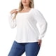 thumbnail image 4 of Agnes Orinda Blusas de Talla Grande para Mujer Cuello Cuadrado Manga Larga Casual Elegante Camisas con Ojal 1X Blanco, 4 of 6