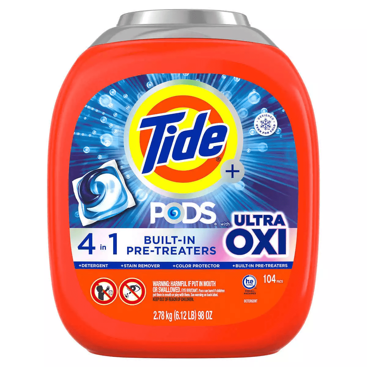 Detergente en Cápsulas con Ultra Oxi Tide 2.78 kg
