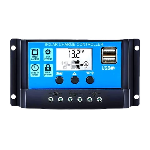 Importclick - Controlador Regulador Carga Solar Digital 12V 24V 30A 2 Usb