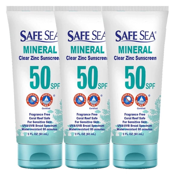Protector solar Safe Sea, óxido de zinc, SPF50, 60 ml, tamaño de viaje x3