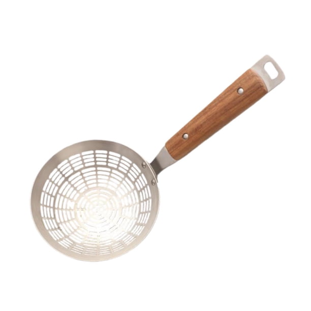 Colador, cucharón, espumadera, red grande, aislamiento térmico, práctico colador de acero inoxidable para freír patatas fritas en el restaurante de ca pequeño