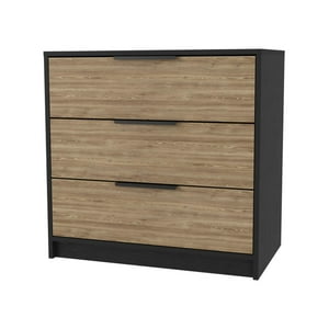 Fmfurniture - Comoda 3 Cajones Fm-001N - Negro / Cafe Claro