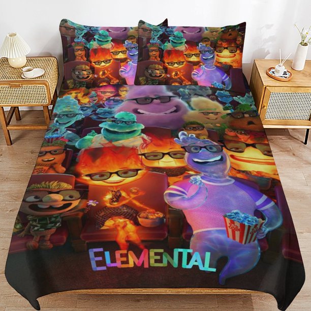 Water Fire Elementa 3 Piece Anime Comforter Bedding 1 Set Super Soft Quilt Cover with 2 Pillowcases Funny Merch Anime Gifts for Girls Boys Kids Adults