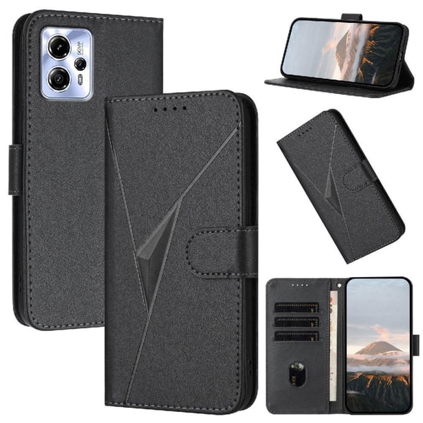 Funda Cartera Fibra de Carbono para Motorola MOTO G23 4G con Soporte y Cierre Magnético Negro