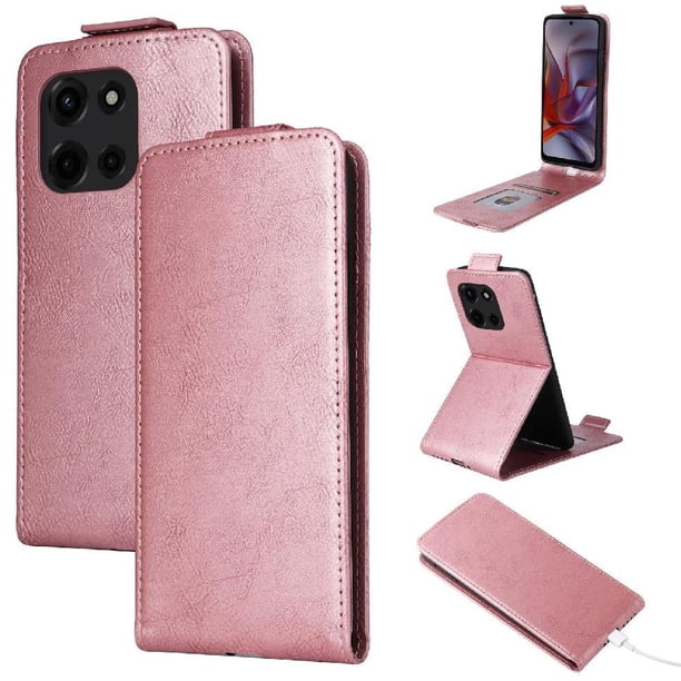 Funda tipo folio para Motorola Edge 60 Fusion con soporte magnético y protección para la cámara Oro rosa