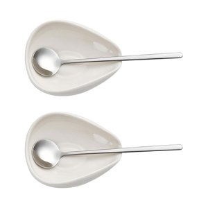 Magideal - Bandeja De Pesaje De Granos De Café, Tazas Dosificadoras De Granos De Café Con Cucharas, Cuencos De Pesaje De Granos De Café Para Cafetería, Hogar, 2 Tazones 2 Cucharas