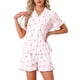 thumbnail image 1 of INSPIRE CHIC Conjunto de Salón para Mujeres Estampado de Fresas Volantes con Volantes Patrón Lindo Conjunto de Pijama de Manga Corta con Botones S Rosa Claro, 1 of 6
