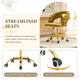 thumbnail image 2 of Silla de vanidad trasera de burbuja de terciopelo, silla de maquillaje giratoria de 360 ° de altura ajustable con base de metal de oro y ruedas rodantes silenciosas, 2 of 4