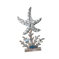 Magideal - Estatuilla De Coral De Madera Decoraciones Decoración De Escritorio Estatua Estatua De Coral Artificial Estatuilla Desmontable Rústico Náutico Playa D Estrella