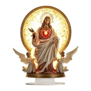 Magideal - 2D Jesús Decoración De Figura Santa Adorno De Escritorio Plano Decoración De Casas Religiosas Para El Hogar Para El Escritorio Del Escritorio Salón De Jesús Y 2 Ángeles