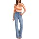 thumbnail image 2 of INSPIRE CHIC Camiseta Básica de Mujer con Mangas al Codo Cuello Redondo Ajustada Regreso a Clases Camiseta Casual Estampada Naranja Blanco L, 2 of 6