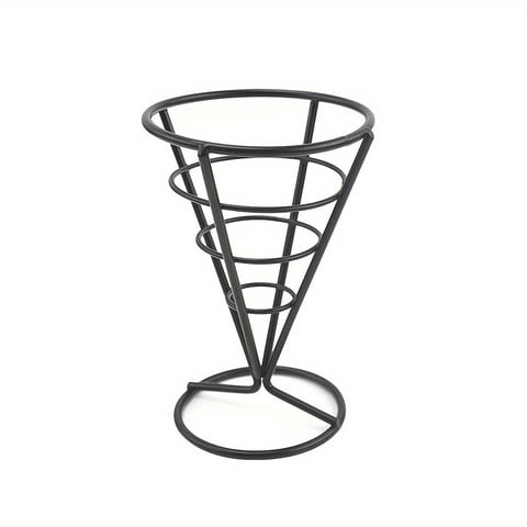 Sunnex - Cono Alambre Negro Con Base Para Papas Fritas Dia 10 X 15 Cm