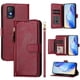 thumbnail image 4 of Funda tipo cartera para TCL 403 con bolsillo con cremallera, tarjetero, soporte, correa para la muñeca y tapa de cuero Rojo, 4 of 5