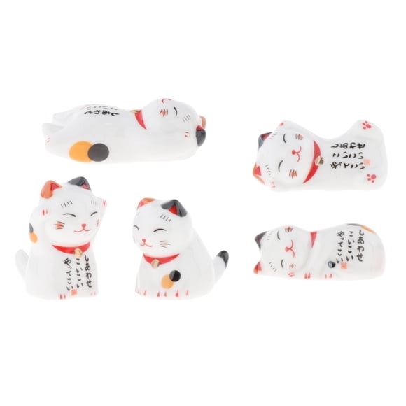 Cute Mini Lukcy Cat Tenedor Resto Animal Palillos Soporte Artesanía Estatuillas para el salpicadero del coche Inicio Coleccionables Ornamento Postura 3