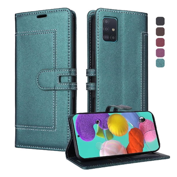 Premium Wallet Case for Samsung Galaxy A71 with Card Slots & Kickstand, Flip Cover Green