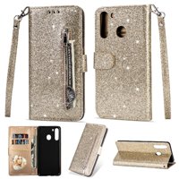 Funda Para Foxdock Elegante Funda Samsung Galaxy A21 Glitter Con Cremallera-Ideal Para El Uso Diario