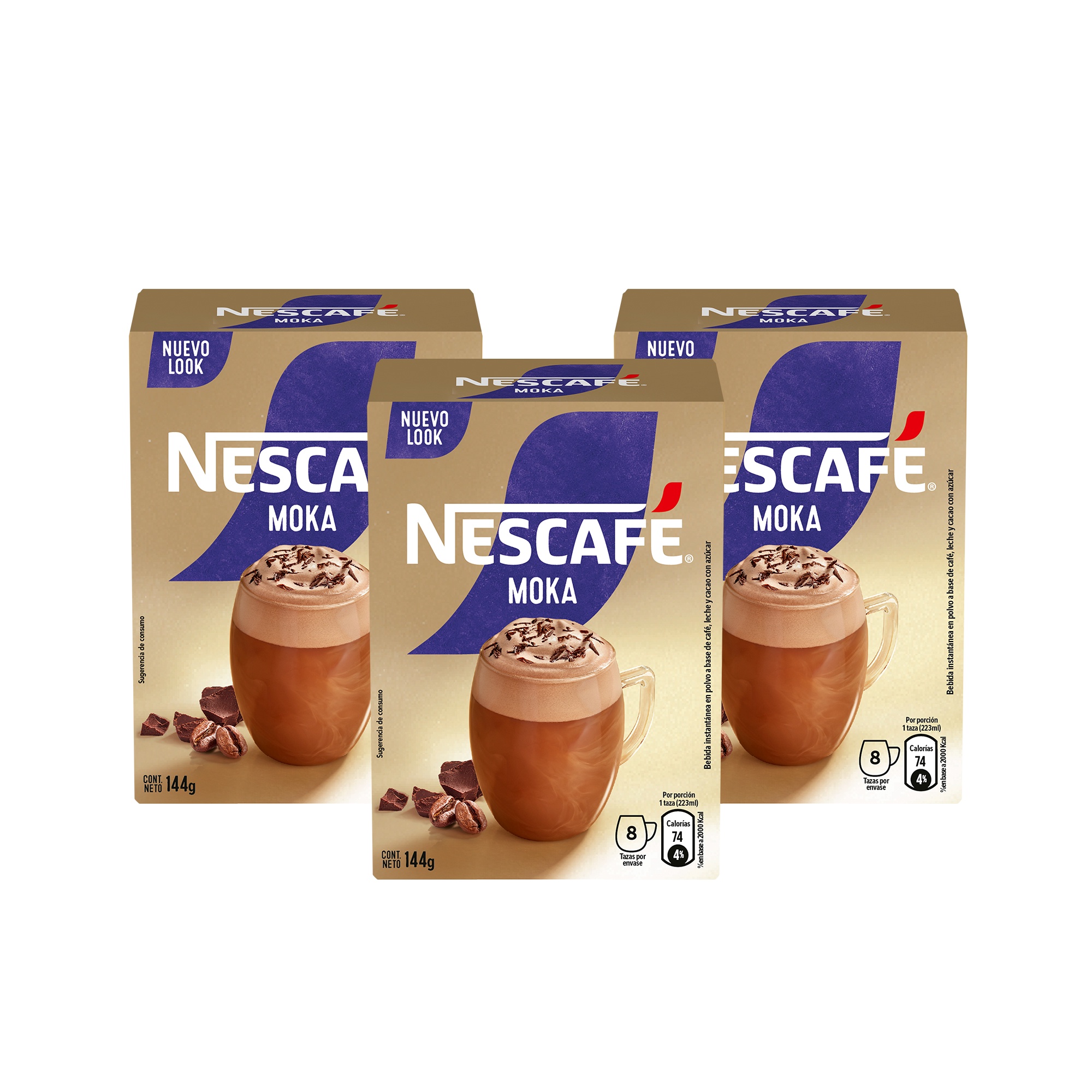 Pack 3 Cajas Café Nescafé Instantáneo Moka 144G X3