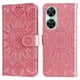 thumbnail image 1 of Funda tipo cartera FOXDOCK para Huawei Nova 11i , diseño girasol en relieve, cuero PU, cierre magnético, soporte y tarjetero, 1 of 5