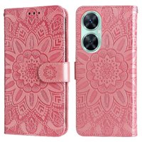 Funda Tipo Cartera Foxdock Para Huawei Nova 11I , Diseño Girasol En Relieve, Cuero Pu, Cierre Magnético, Soporte Y Tarjetero