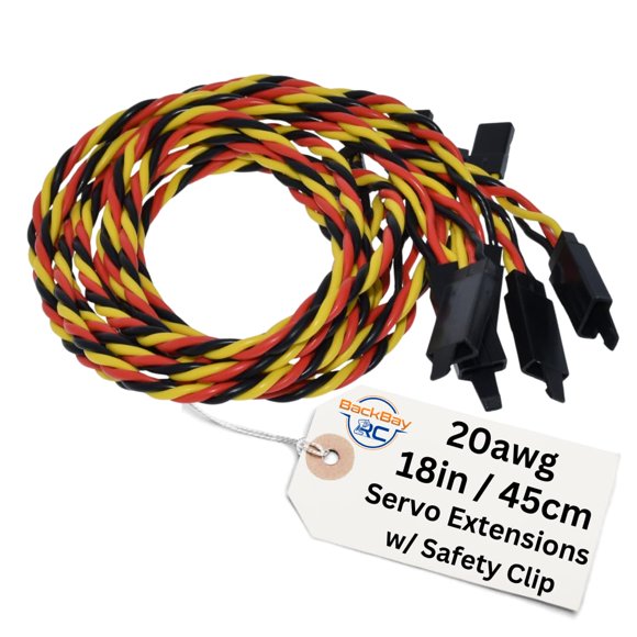 Cable de extensión servo BackbayRC 20 AWG retorcido de 45 cm, paquete de 5