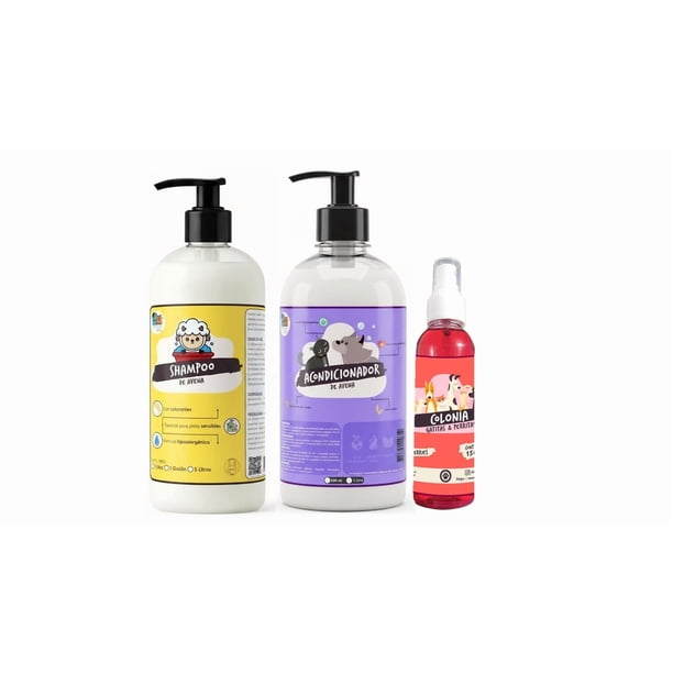 Shampoo + Acondicionador De Avena 1 Litro + Colonia Mascotas