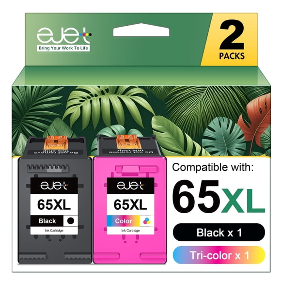 Cartucho de tinta Ejet 65XL, paquete combinado negro/color, paquete de 2 unidades HP