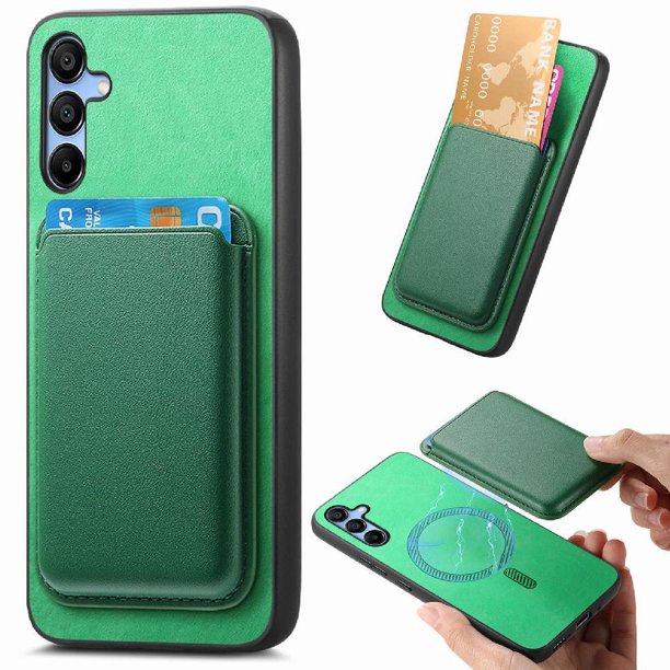 Funda de Cuero Magnética con Tarjetero para Samsung Galaxy A16 Cubierta Delgada Verde