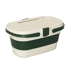 Magideal - Cesta De Picnic Plegable Con Tapa Multifunción Y Mesa De Bandeja, Cesta De Camping Portátil Con Asa Para Barbacoa Al Aire Libre, En El Hogar Y En El Blanco Verde