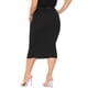 thumbnail image 4 of Falda lápiz de talla grande para mujer de Agnes Orinda, cintura alta elástica, textura casual de negocios, por debajo de la rodilla, ajustada, 2X negro, 4 of 8