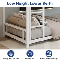 M&Ms - Metal Twin Over Twin Bunk Bed/ Heavy-Duty Sturdy Metal/ Noise Reduced/ Safety Guardrail/No Box Spring Needed,White