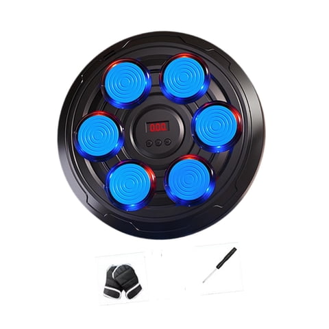 Magideal - Máquina De Boxeo Con Música Para Niños, Almohadilla De Boxeo De Pared Con Luz, Objetivo De Boxeo Electrónico Para Entrenamiento De Concentración, Para Objetivo Azul 6