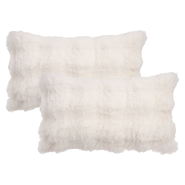 REGALWOVEN Paquete de 2 Fundas de Almohada Suaves y Esponjosas Modernas Acogedoras de Felpa Decorativas para Sala de Estar Dormitorio Sofá Blanco 20" x 12"