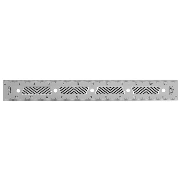 Regla de precisión JessEm 07411 de acero inoxidable de 12 pulgadas con agarre Flex Grip patentado y marcas resistentes al desgaste