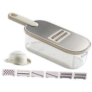 Magideal - Cortadora Picadora, Rebanadora De Alimentos, Contenedor De Almacenamiento, Trituradora De Verduras, Rebanadora De Mandolina, Rebanadora De Verduras Con 6 Cuchillas