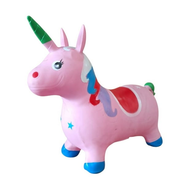 Unicornio Saltarín Inflable Con Sonido Rosado Lider