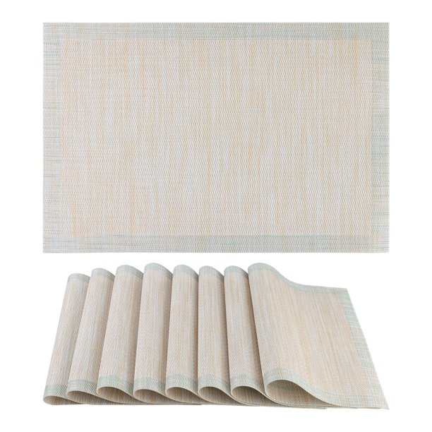REGALWOVEN 8 Pack Manteles Individuales, Manteles para Decoración de Mesa de Cocina Resistentes al Calor Manteles Individuales Limpiables Beige 18*12in