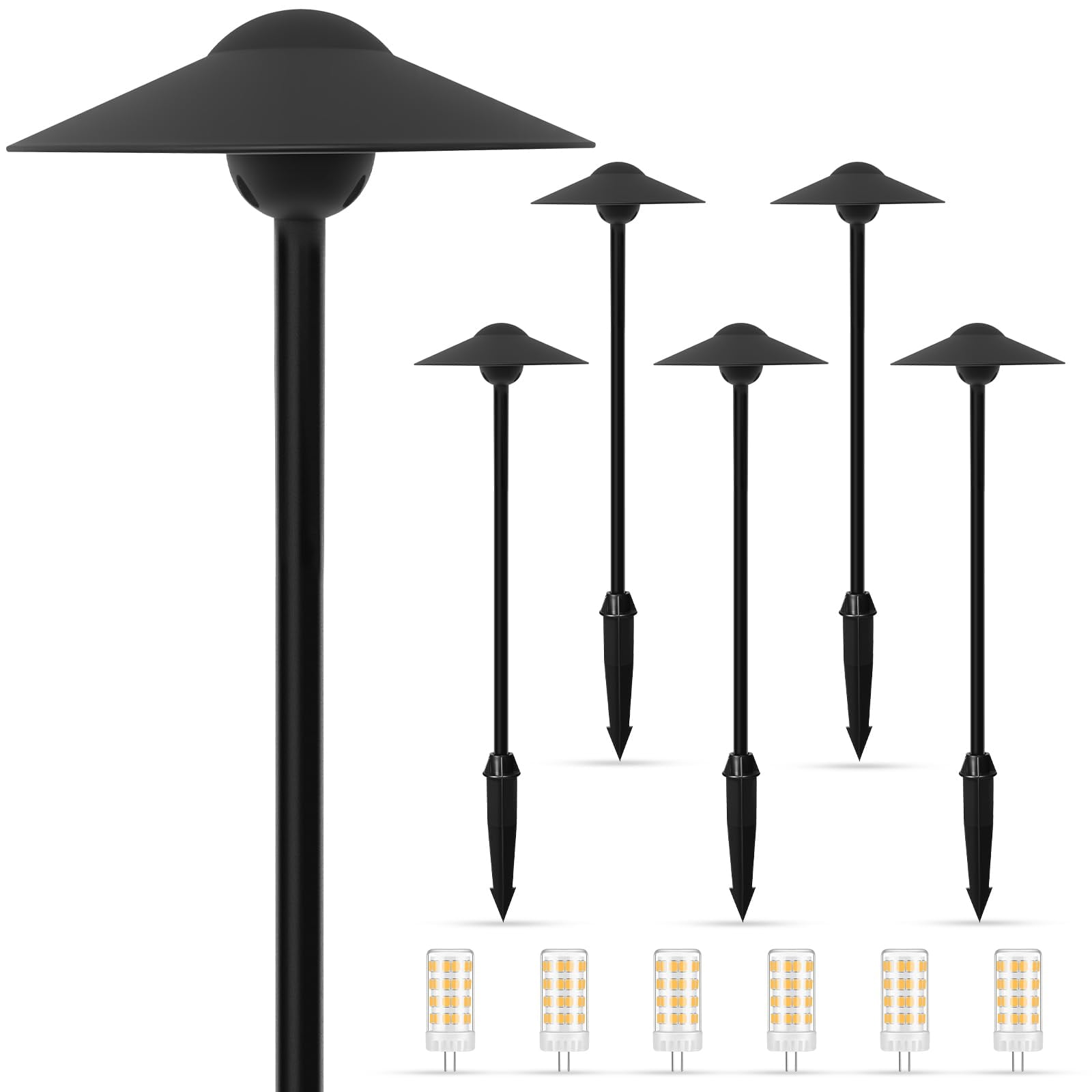 Lámparas De Camino Gardencoin De 22 Cm De Alto, Led 12 V, Paquete De 6